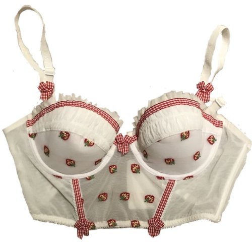 honeycrushed:Vintage 90s/Y2K Strawberry Milkmaid White Bustier