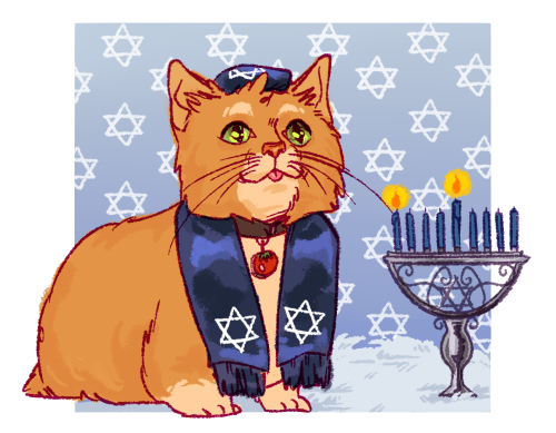 funkobraofficial:happy hanukkah from tomato the cat!!