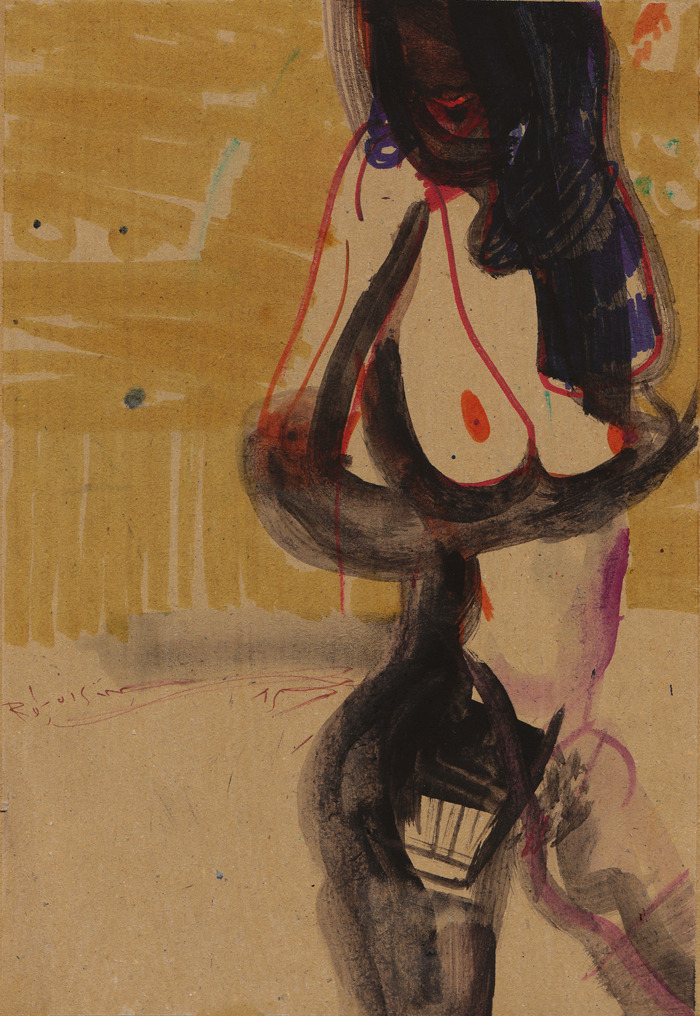 rufoism:  HAPPY WOMAN gouache and markers on paper,  31x22 cm 2015 