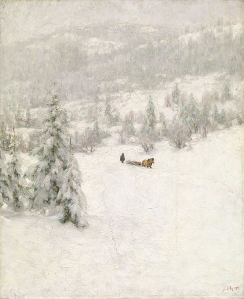 Winter  -    Jacob Gløersen, 1894.Norwegian,1852-1912Oil on canvas,78,5 x 65 cm.