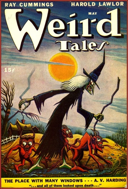 ‪Weird Tales covers from the 1940s/50s by Matt Fox. His work had a distinctive style, reminiscent of