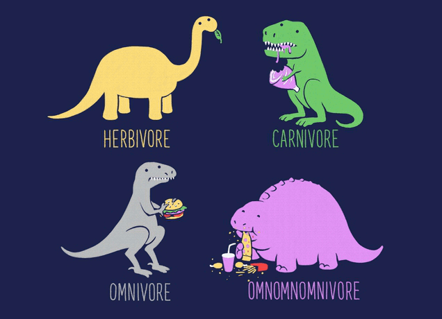 threadless:  “Omnomnomnivore” by Aled Lewis and Abigail LewisOur Jurassics are
