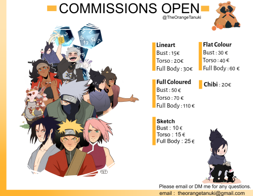 theorangetanuki: Hello, my commissions are open.I am looking forward to bring to life your ideas! 