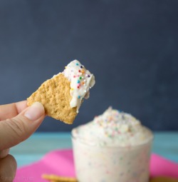 wildjillruckus: starcheckered:  reignyreigny:  Cheesecake Cake Batter Dip I love cheesecake. I don’t have the patience nor time to make them, and the no-bake ones just aren’t the same. Here’s a cheesecake cake batter dip for graham crackers, fruit,