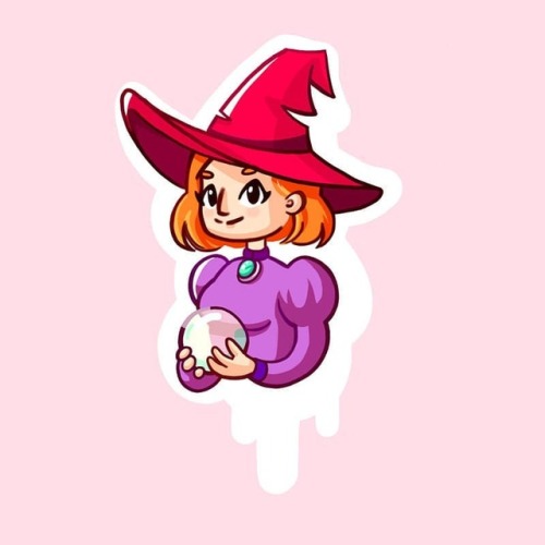 Little witch. Trying to go for a more saturated, colorful palette. Might work well as stickers? &hel