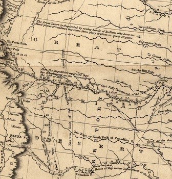 The “Great American Desert,” as marked on a map by Stephen Long after his expedition to the American