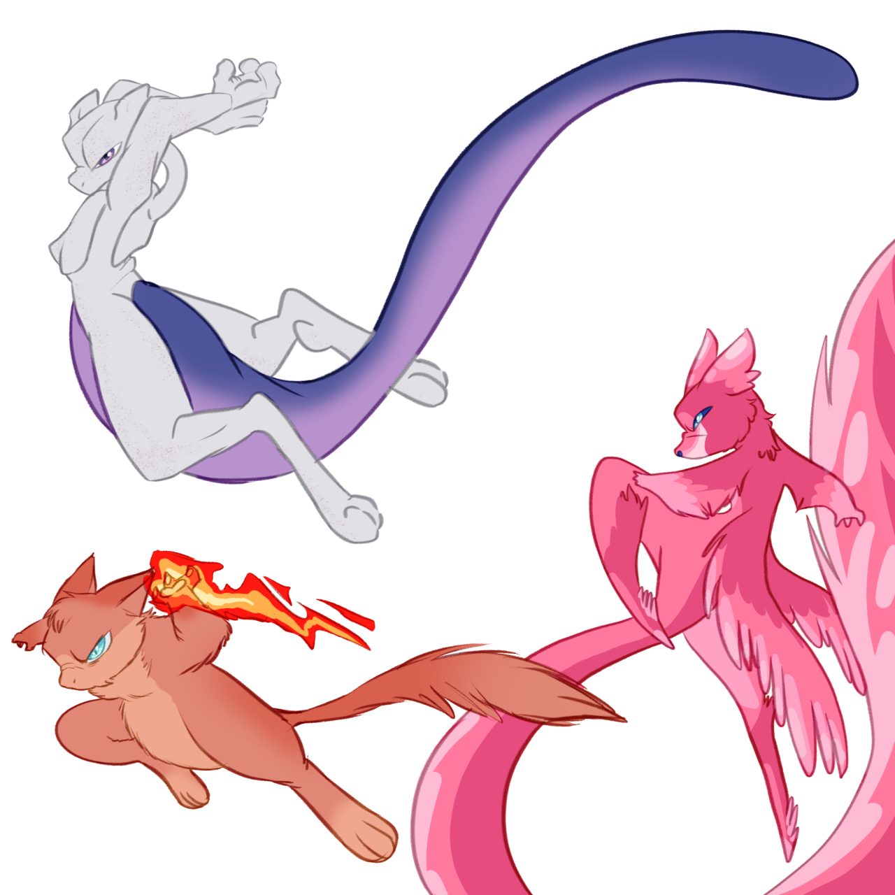 mew and mewtwo (pokemon) drawn by ban_(ban62460424)