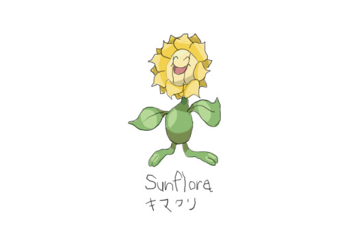 Drew Pokemon With My Left Hand, Sunflora, Photoshop
