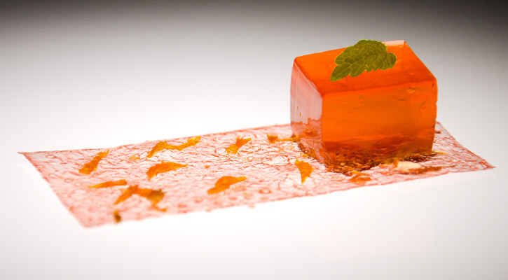 foodjunkee:  Aperol, Rosemary, Honey, Scotch Paper and Gel Cocktail yes…paper….this