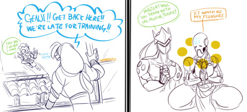 tomorobo-illust:Before and after Genji met Zenyatta &gt;u&gt;