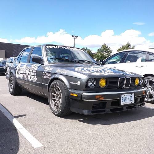 Super pimp old school #bimmer in the lot at #pfaff #bmw. I assume some type of drift or track car. V