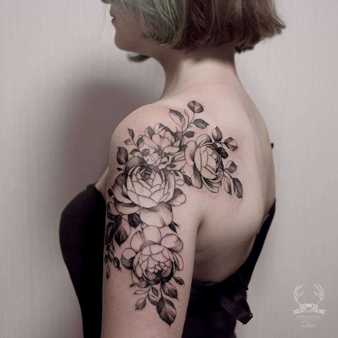 the tattoo  Floral tattoo shoulder Shoulder tattoos for women Floral  tattoo sleeve
