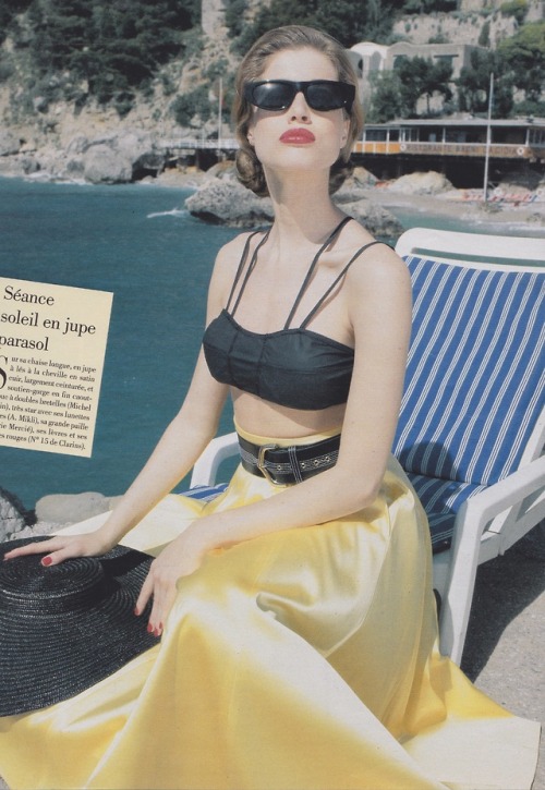 Michel KleinHat: Marie MerciéSunglasses: A. MikliMarie Claire France, June 1991Photographed by Chris