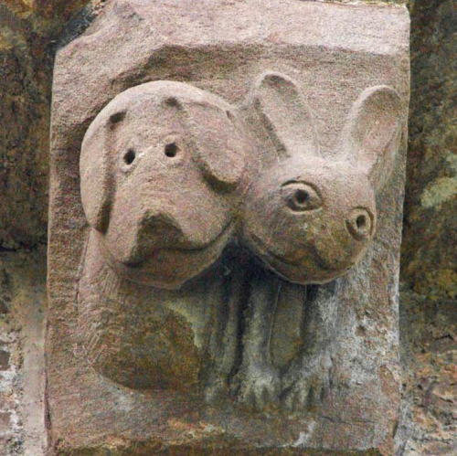 nietp: Dog and Hare stone carving from Kilpeck Church, Herefordshire, England.