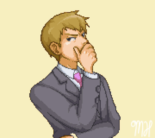 unicronpotato:an attempt at ace attorney style gba sprites of mr sweaty himself