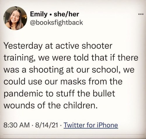 Welcome back to school!  Masks and gun violence. Lovely.  USA 🇺🇸  https://www.instagram.com/p/CSlb3WHLqe4k1Mv83Oz0D2oAWY5ZePB2wVGQMo0/?utm_medium=tumblr