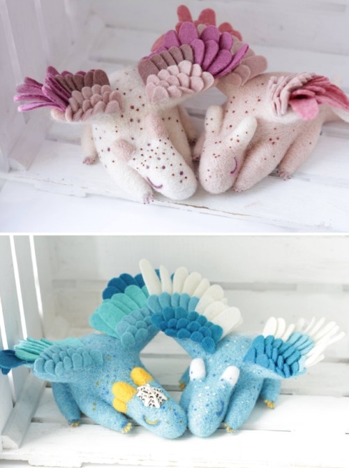 sosuperawesome: Felt Dragons by Alena Bobrova on Etsy See our ‘dragon’ tag Follow So Sup