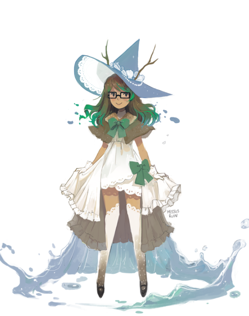 missusruin:  witchsona commission for forsaken-spirits & oceanpaladinconstellations/hearts/spirit witchdeer/stars/ocean witch