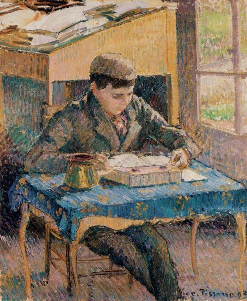 Portrait of Rodo Reading, 1893, Camille PissarroMedium: oil,canvas