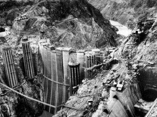The Hoover Dam under construction, circa 1933