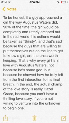 spenceromg:  Dear girls,  Stop saying you want an Augustus Waters, if you’re not going to be a Hazel Grace.  Sincerely, A guy with good intentions