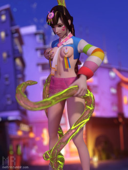 meltrib: More D.va. I hadn’t even noticed all the potential in the palanquin skin before. ;) Next post will probably be an animation again. Also as you might notice, I made yet another variation of the tentacle model, some green-ish glowy veins thingy.