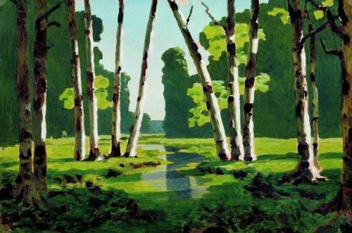 artist-kuindzhi:A Birch GroveMedium: oil,canvas