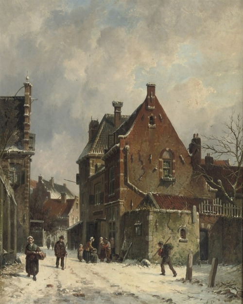 Winter in a Dutch town, Adrianus Eversen
