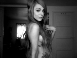 mtdiablox:  mermaid hair, side boob &amp; tattoos on a monday afternoon :*