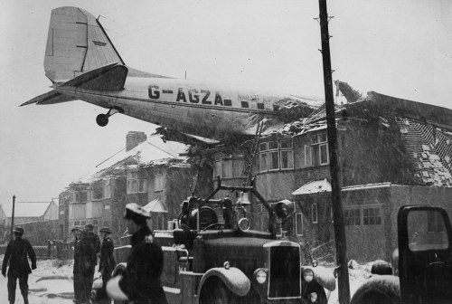 A Douglas DC-3 Dakota crashed on the roof of a house in Ruislip shortly after taking off from Northo