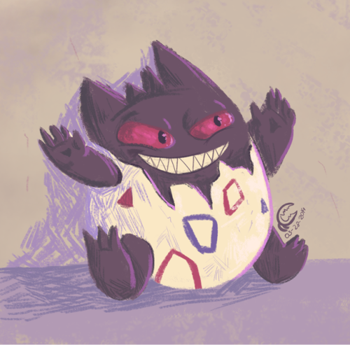 doodlin-dragon:togengapi? togepar? gengapi? ghost in the shell? either way, here;s a pokefusion. exp