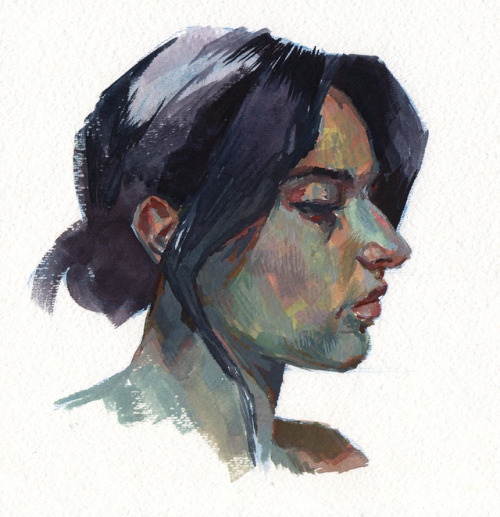 Gouache sketch for the Sktchy 30 Faces / 30 Days challenge this month. I forgot how much fun this me