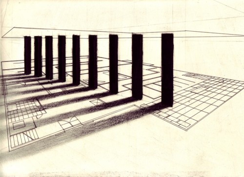 lafilleblanc:  Victor Timofeev Minimalistic black monolights over perspective house plans, 2007 tumblr