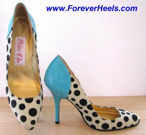 www.ForeverHeels.com Style CATHY, Rounded Pointed Toe Dual Colour Low to High Heel Pumps - The 