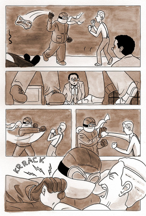 Book 1, Page 103SuperButch is a webcomic about a lesbian superhero in the 1940s who protects the bar