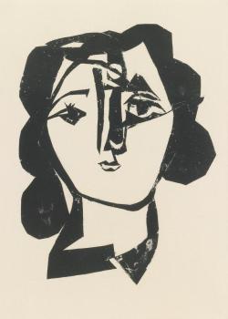 thatsbutterbaby:  Pablo Picasso, Tete De Femme (Bloch 375; Mourlot 1), 1945.  Lithograph, on Arches wove paper.  