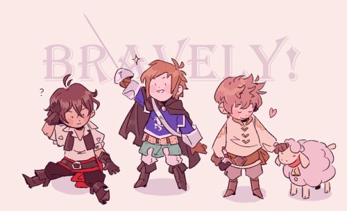 bravely default II releases tomorrow!!! had to draw my beautiful brown hair boys in celebration!!!