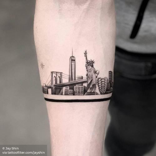 alexithymia  fuckyeahtattoos NYC Skyline tattoo in watercolor