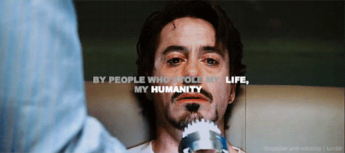 tinsoldier-and-robocop: Tony Stark: the legacy of the Stark name, the son of a weapons dealer, used 