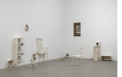 talesfromweirdland:Art by Yoko Ono. An all-white chess set, Half-A-Room, and Painting to Hammer a Na