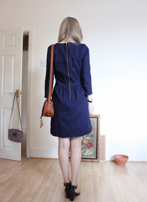 dansedelune:oasis denim dress with pockets, kurt geiger shoes, chloe bag.