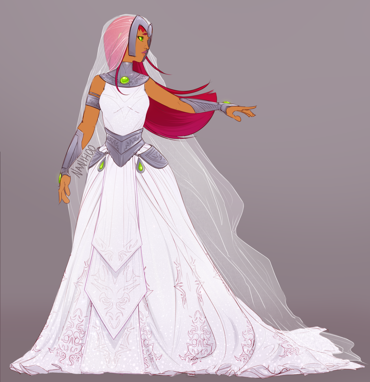 nanihoosartblog: A new redraw of Starfire’s wedding dress from “Betrothed”(with