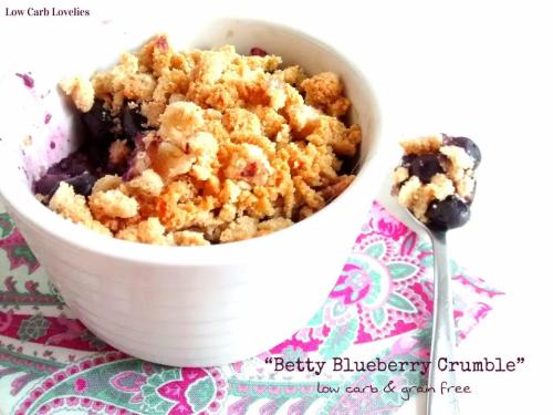 Betty Blueberry CrumbleThis quick, no-fuss, low carb dessert is all about the crumbly golden streuse