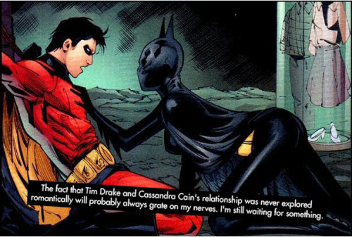 “The fact that Tim Drake and Cassandra Cain’s relationship was never explored romantical