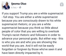 solacekames:  ithelpstodream:  Harsh truth.  Yep. Especially harsh as it applies to the few non-white supporters of Trump. 