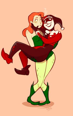 puddingdrop:  my forever otp inspired by Bruce Timm’s art style &lt;3 my precious evil children.. 