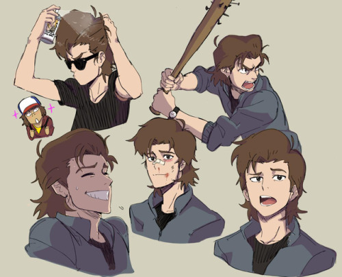 misterunagi: Finished watching Stranger Things 2! Steve Harrington’s the man!! Exploring a more anime-y/cartoony version of Steve.. (sorry if it just looks like Voltron..!)