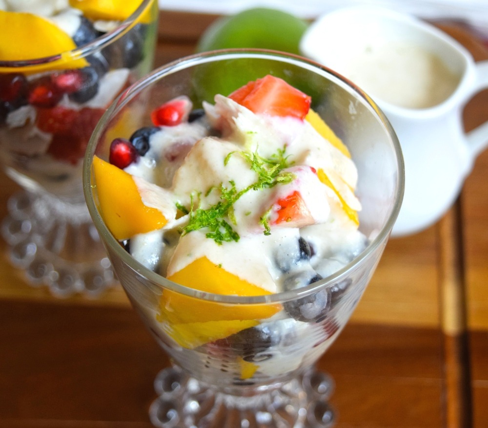 greatfoodlifestyle: greatfoodlifestyle:  Fruit Salad with Vegan Lime Sauce is a healthy,