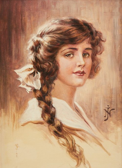 Jenny Nyström (Swedish, 1854 - 1946): Girl with a braid (via Uppsala Auktionskammare)