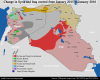 Changes in who controls territories in Syria and iraq, January 2015 to January 2016.